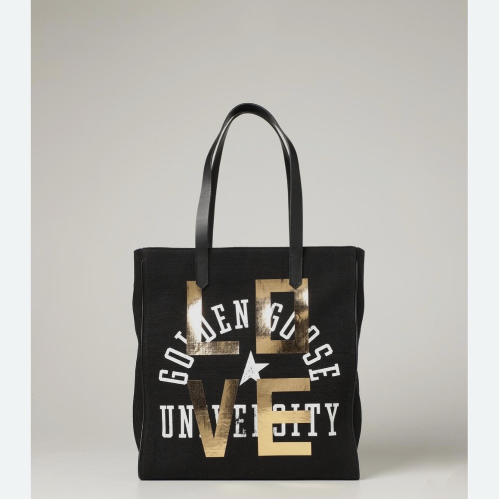 Golden Goose Black Denim Tote Love University